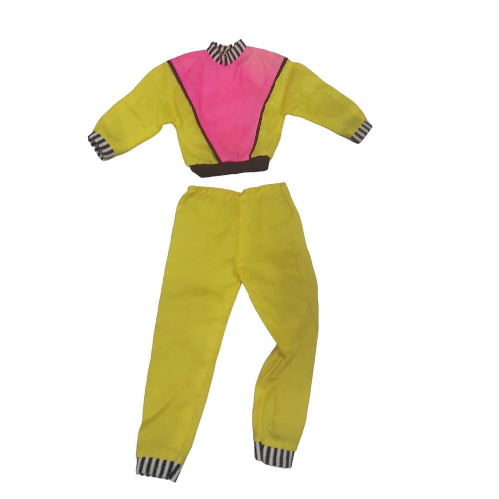 Vintage Barbie Ken Active Wear Arcotoys #665 Yellow Pink Track Suit Windbreaker